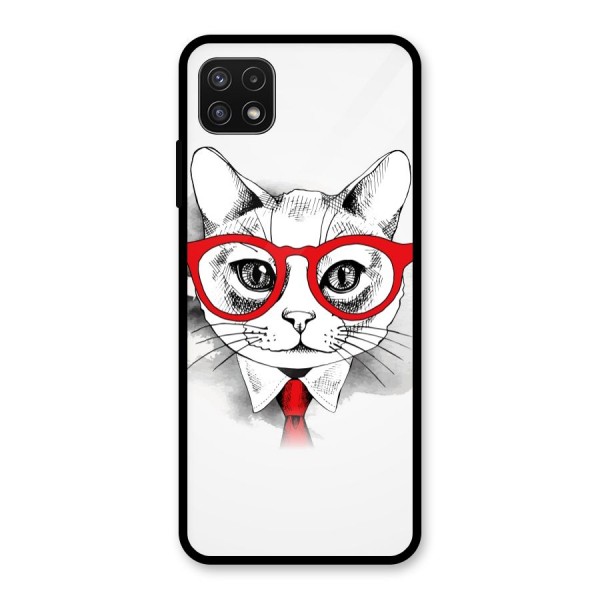 Business Cat Glass Back Case for Galaxy A22 5G