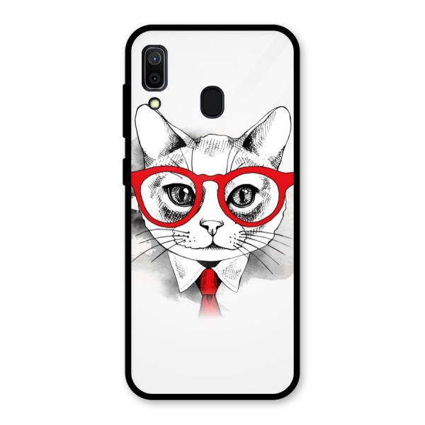 Business Cat Glass Back Case for Galaxy A30