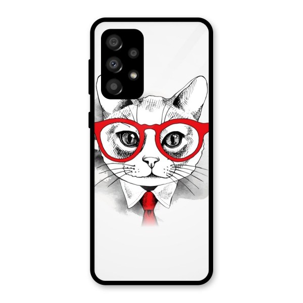 Business Cat Glass Back Case for Galaxy A32