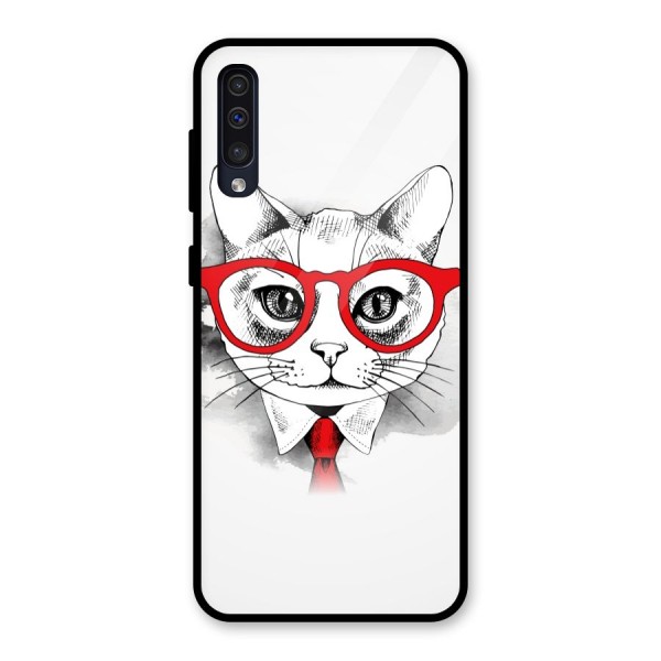 Business Cat Glass Back Case for Galaxy A50s