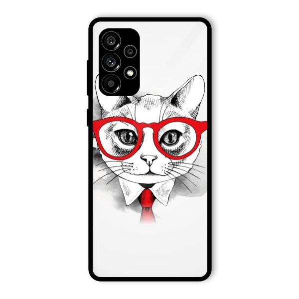 Business Cat Glass Back Case for Galaxy A73 5G