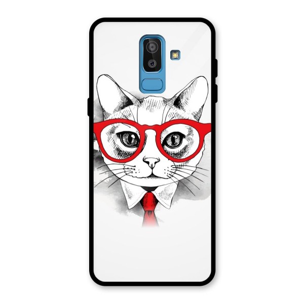 Business Cat Glass Back Case for Galaxy J8