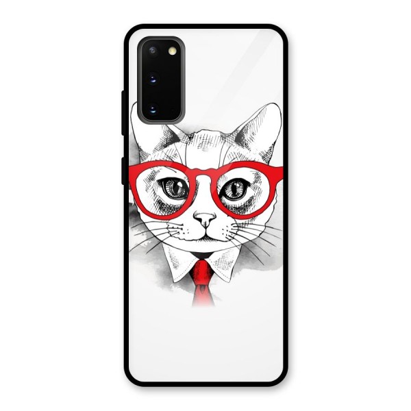 Business Cat Glass Back Case for Galaxy S20