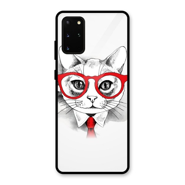 Business Cat Glass Back Case for Galaxy S20 Plus