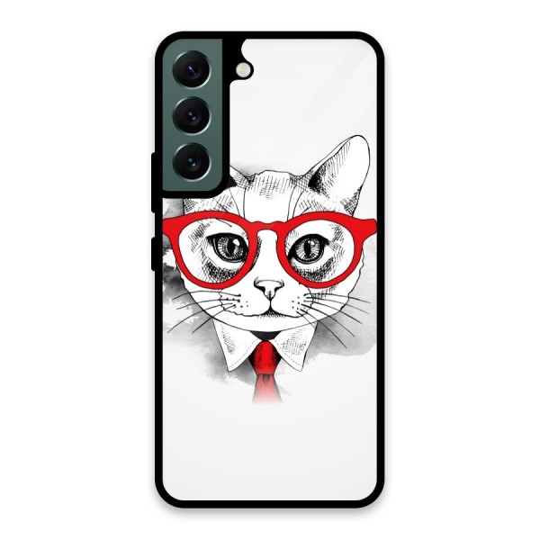 Business Cat Glass Back Case for Galaxy S22 5G