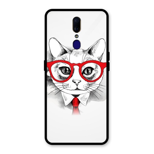 Business Cat Glass Back Case for Oppo F11