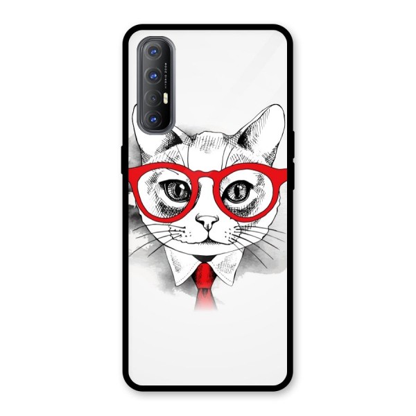 Business Cat Glass Back Case for Oppo Reno3 Pro