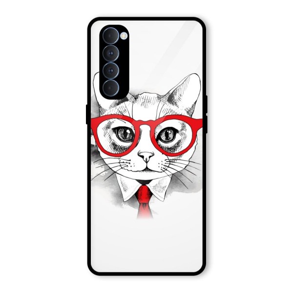 Business Cat Glass Back Case for Oppo Reno4 Pro