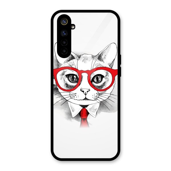 Business Cat Glass Back Case for Realme 6