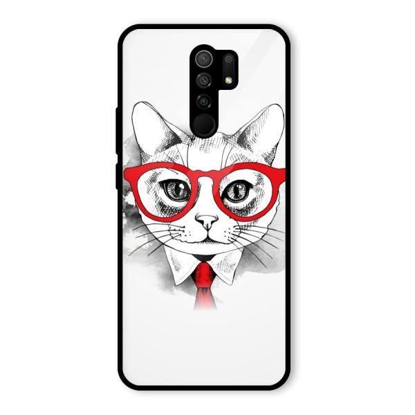 Business Cat Glass Back Case for Redmi 9 Prime