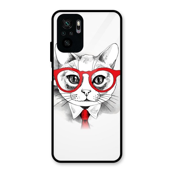 Business Cat Glass Back Case for Redmi Note 10