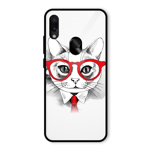 Business Cat Glass Back Case for Redmi Note 7