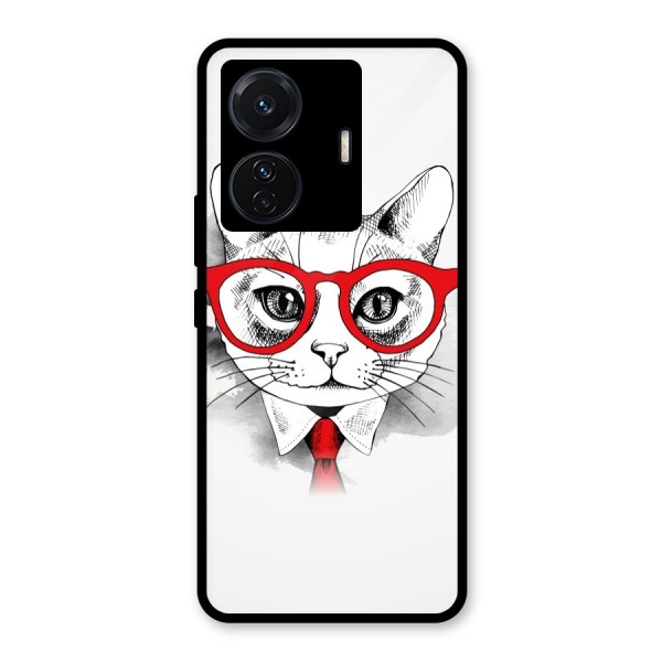 Business Cat Glass Back Case for Vivo T1 Pro