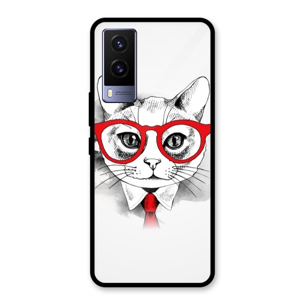 Business Cat Glass Back Case for Vivo V21e 5G