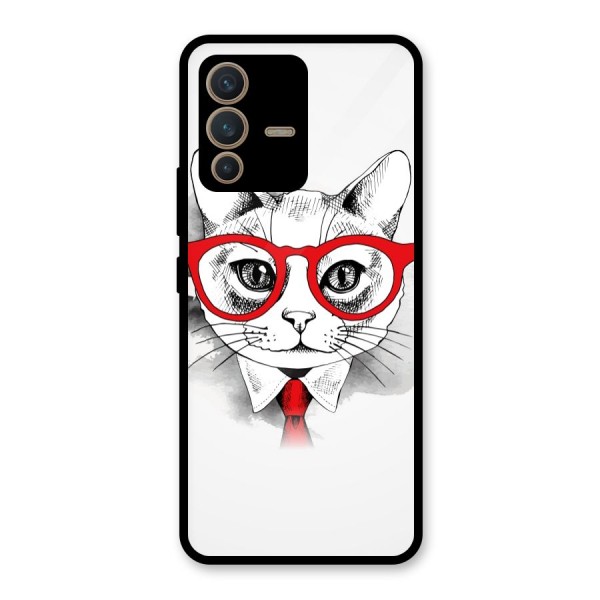 Business Cat Glass Back Case for Vivo V23 5G