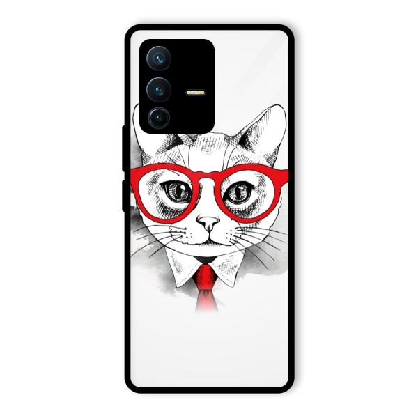 Business Cat Glass Back Case for Vivo V23 Pro