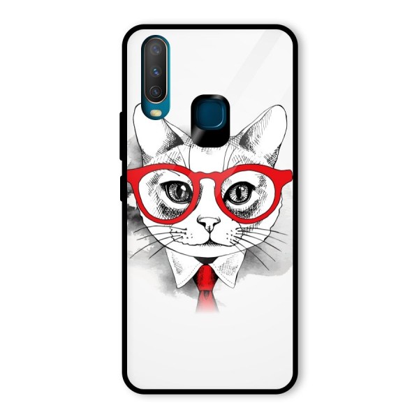 Business Cat Glass Back Case for Vivo Y12