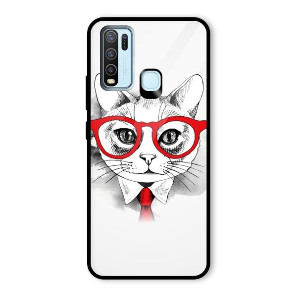 Business Cat Glass Back Case for Vivo Y30