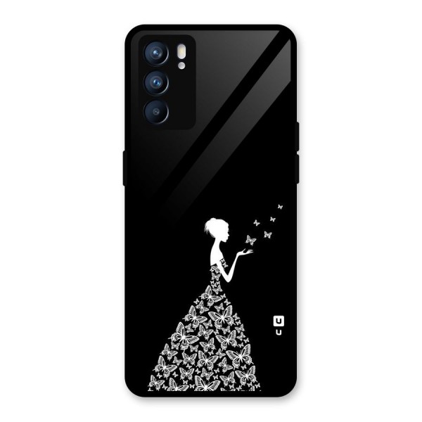 Butterfly Dress Glass Back Case for Oppo Reno6 5G