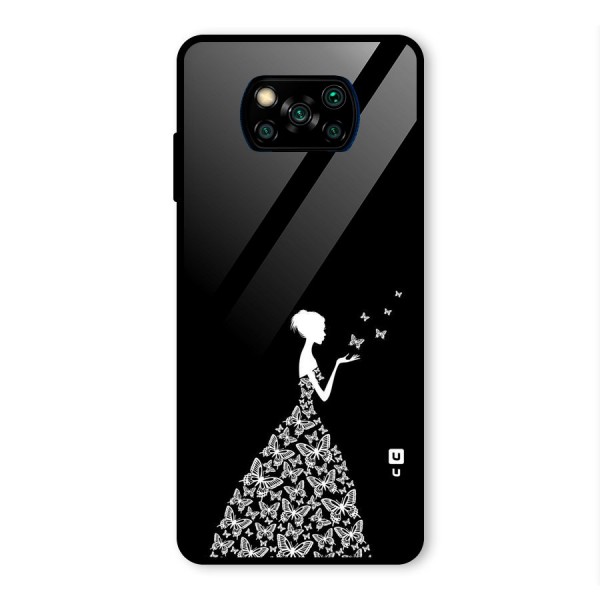 Butterfly Dress Glass Back Case for Poco X3 Pro