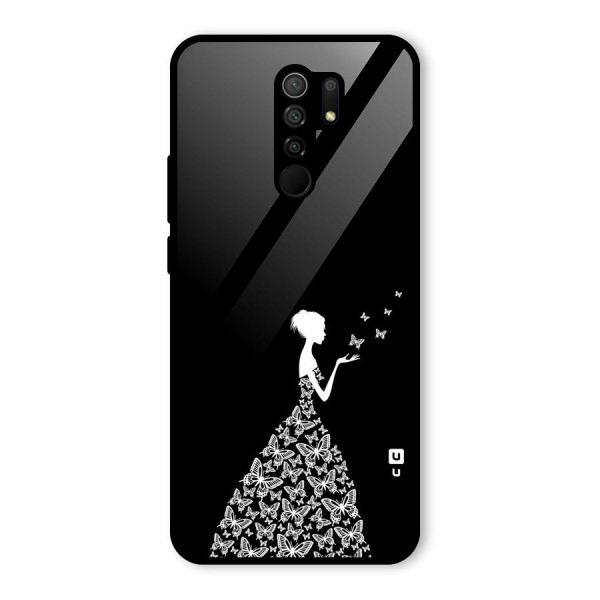 Butterfly Dress Glass Back Case for Redmi 9 Prime