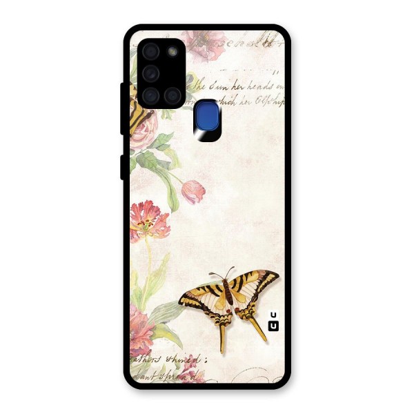 Butterfly Floral Glass Back Case for Galaxy A21s