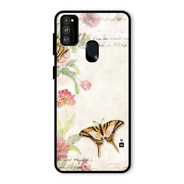 Butterfly Floral Glass Back Case for Galaxy M21