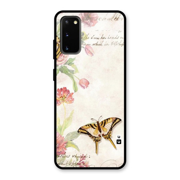 Butterfly Floral Glass Back Case for Galaxy S20