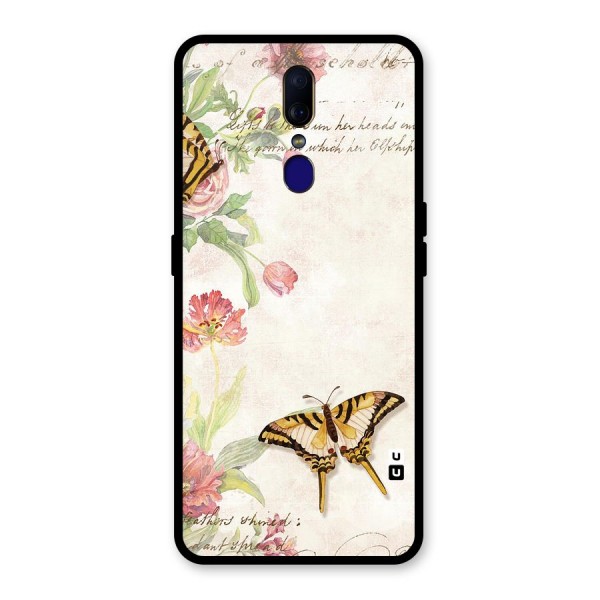 Butterfly Floral Glass Back Case for Oppo F11