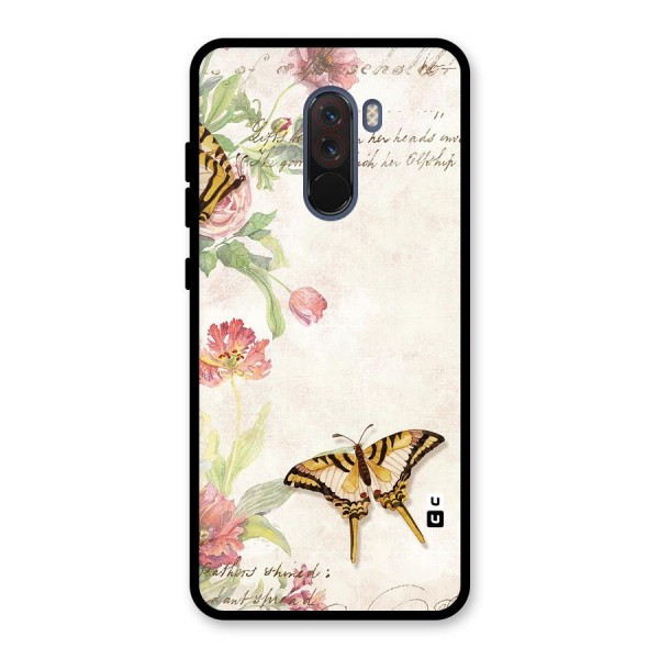 Butterfly Floral Glass Back Case for Poco F1