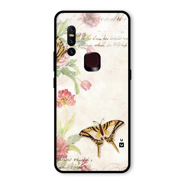 Butterfly Floral Glass Back Case for Vivo V15