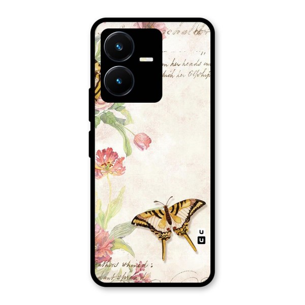 Butterfly Floral Glass Back Case for Vivo Y22