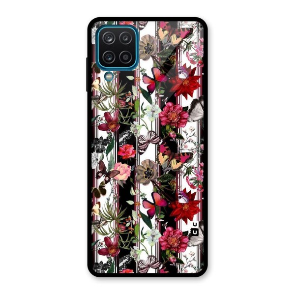 Butterfly Flowers Glass Back Case for Galaxy A12