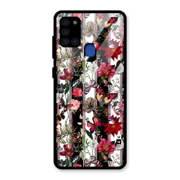 Butterfly Flowers Glass Back Case for Galaxy A21s