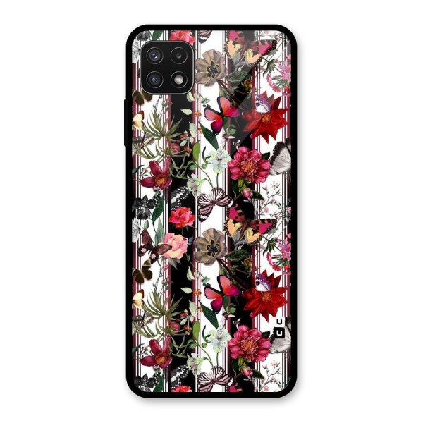 Butterfly Flowers Glass Back Case for Galaxy A22 5G