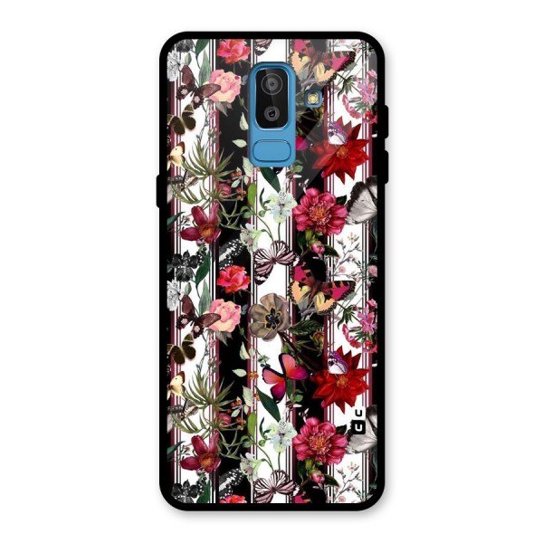 Butterfly Flowers Glass Back Case for Galaxy J8