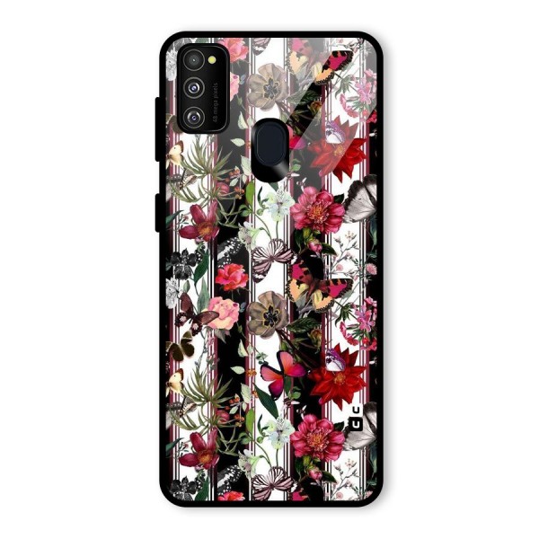 Butterfly Flowers Glass Back Case for Galaxy M21