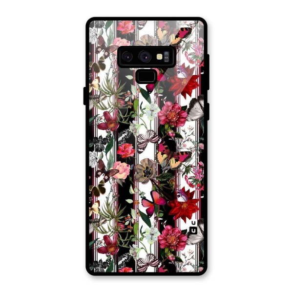 Butterfly Flowers Glass Back Case for Galaxy Note 9