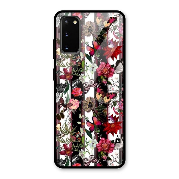 Butterfly Flowers Glass Back Case for Galaxy S20