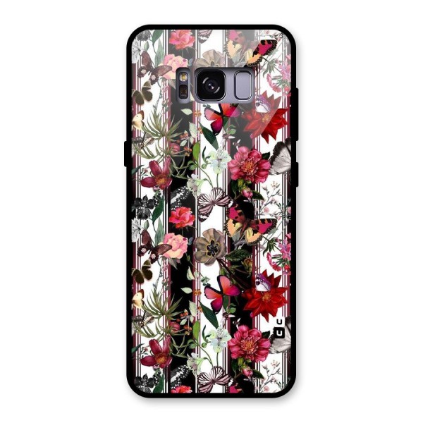 Butterfly Flowers Glass Back Case for Galaxy S8