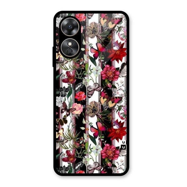 Butterfly Flowers Glass Back Case for Oppo A17