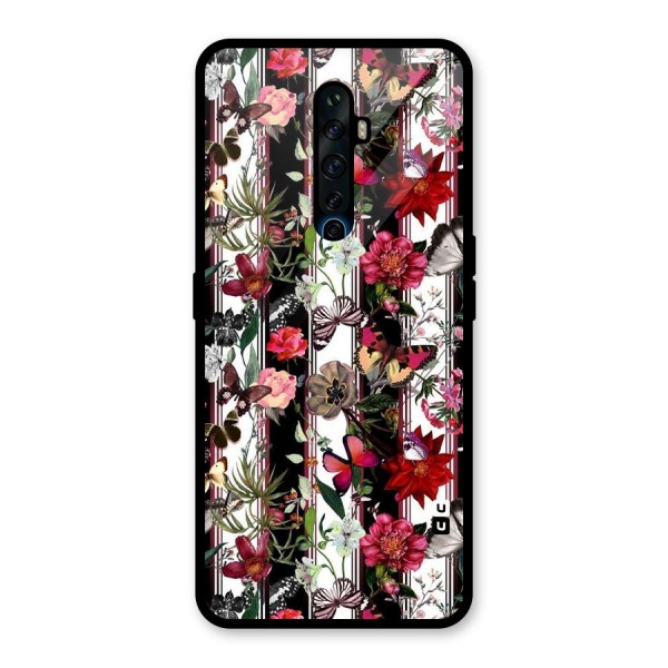 Butterfly Flowers Glass Back Case for Oppo Reno2 Z