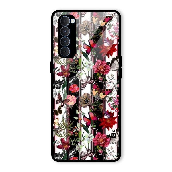 Butterfly Flowers Glass Back Case for Oppo Reno4 Pro