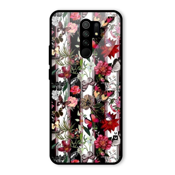 Butterfly Flowers Glass Back Case for Redmi 9 Prime