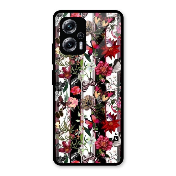 Butterfly Flowers Glass Back Case for Redmi K50i