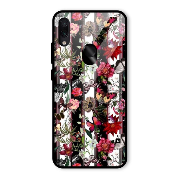 Butterfly Flowers Glass Back Case for Redmi Note 7