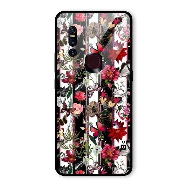 Butterfly Flowers Glass Back Case for Vivo V15