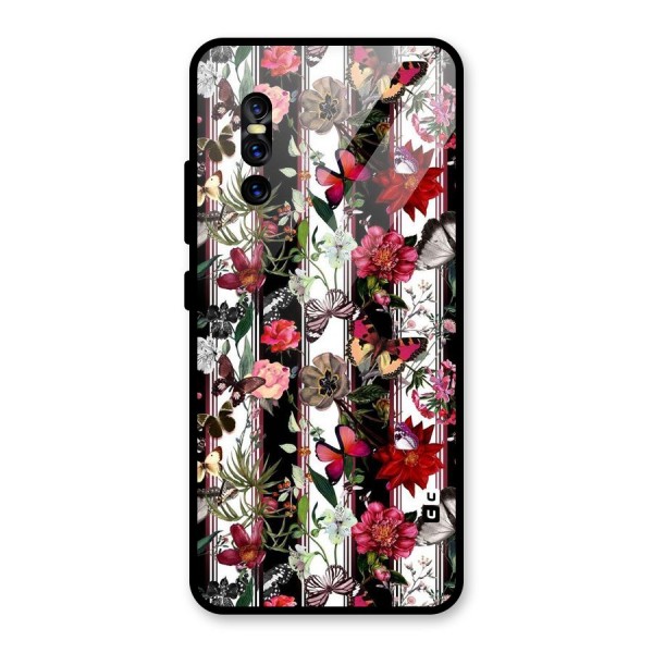 Butterfly Flowers Glass Back Case for Vivo V15 Pro