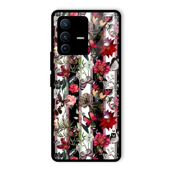 Butterfly Flowers Glass Back Case for Vivo V23 Pro