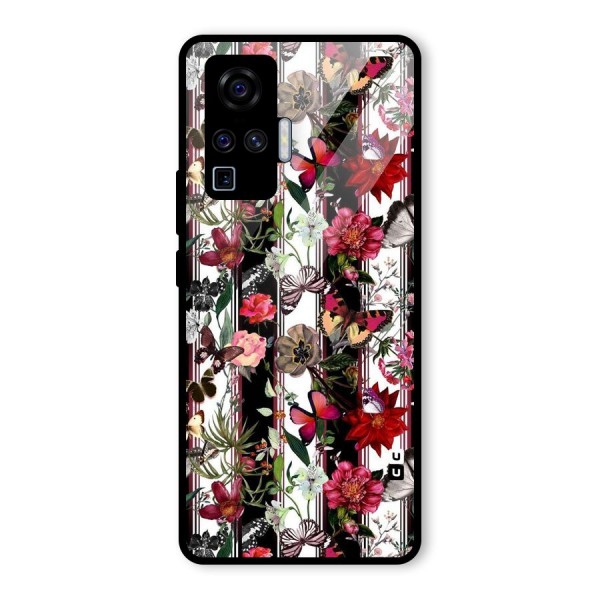 Butterfly Flowers Glass Back Case for Vivo X50 Pro